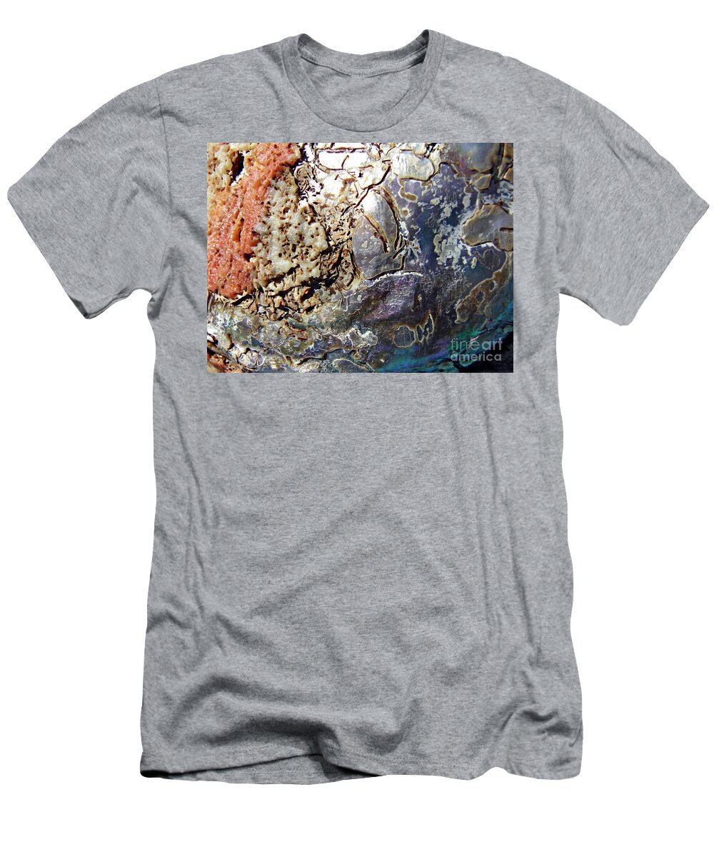 Abalone T-Shirt featuring the photograph Abalone Shell Abstract 7  by Sarah Loft