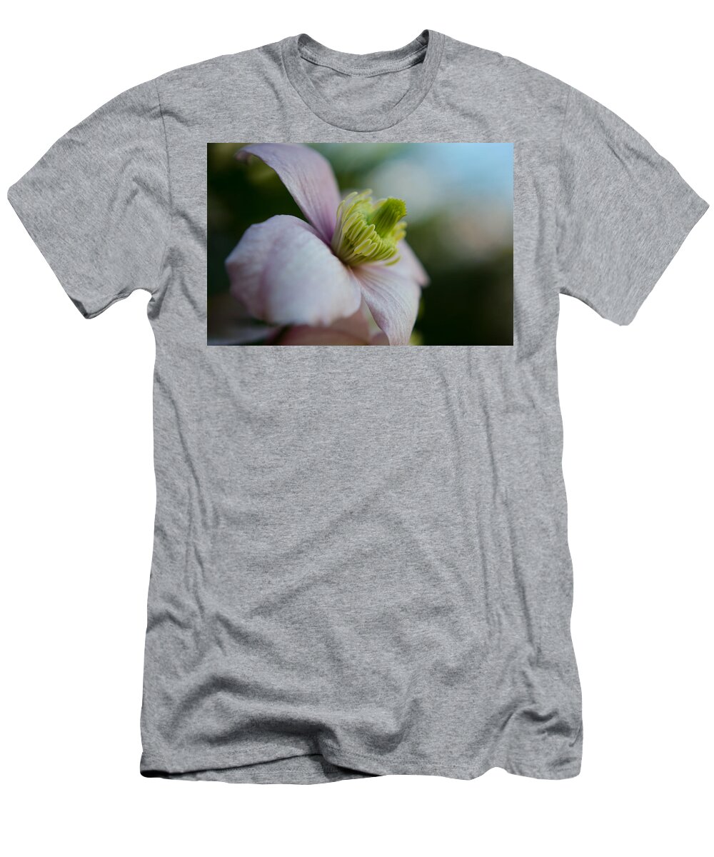 Flower T-Shirt featuring the photograph Clematis flower face of Spring by Spikey Mouse Photography