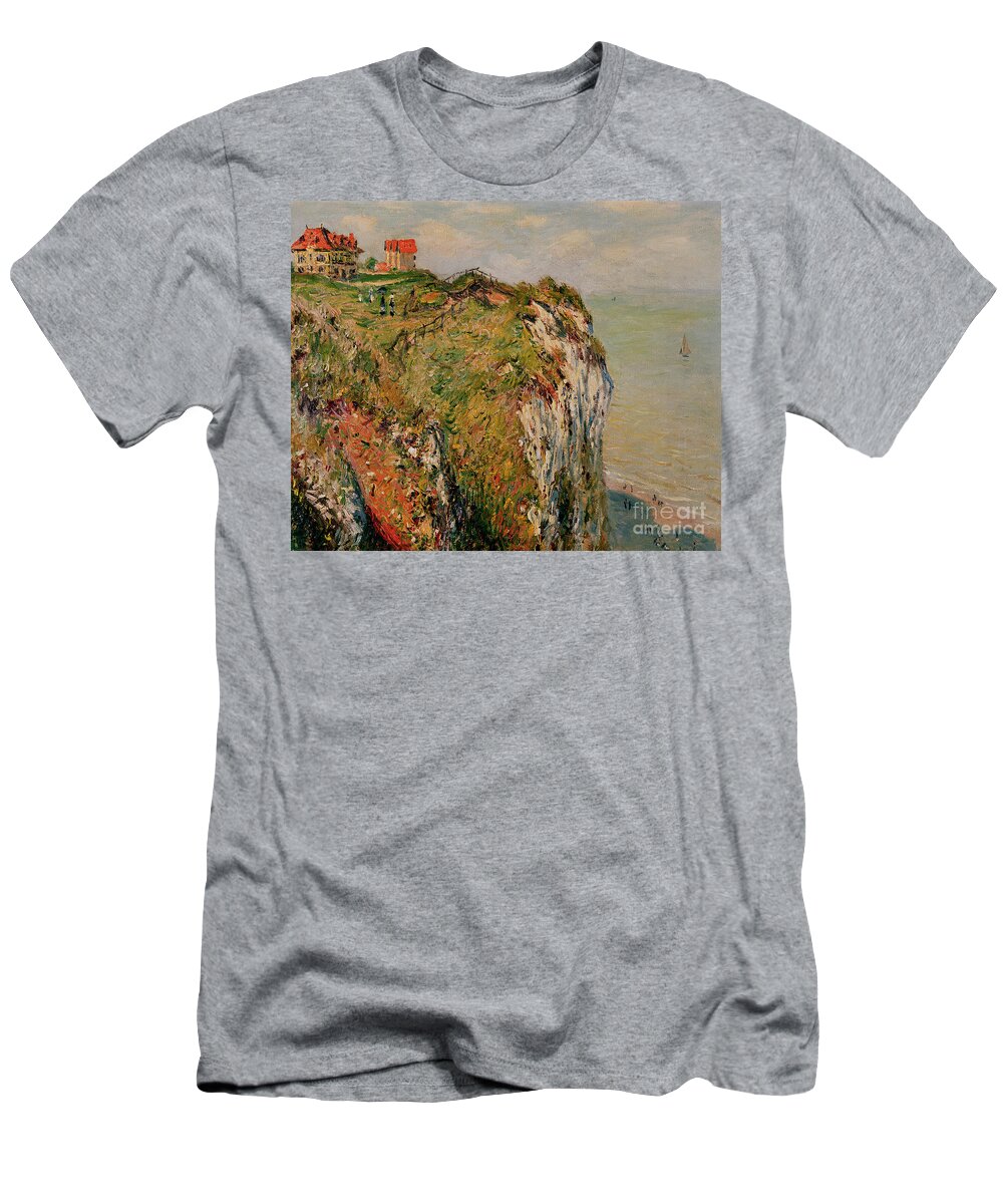 Cliff T-Shirt featuring the painting Cliff at Dieppe by Claude Monet