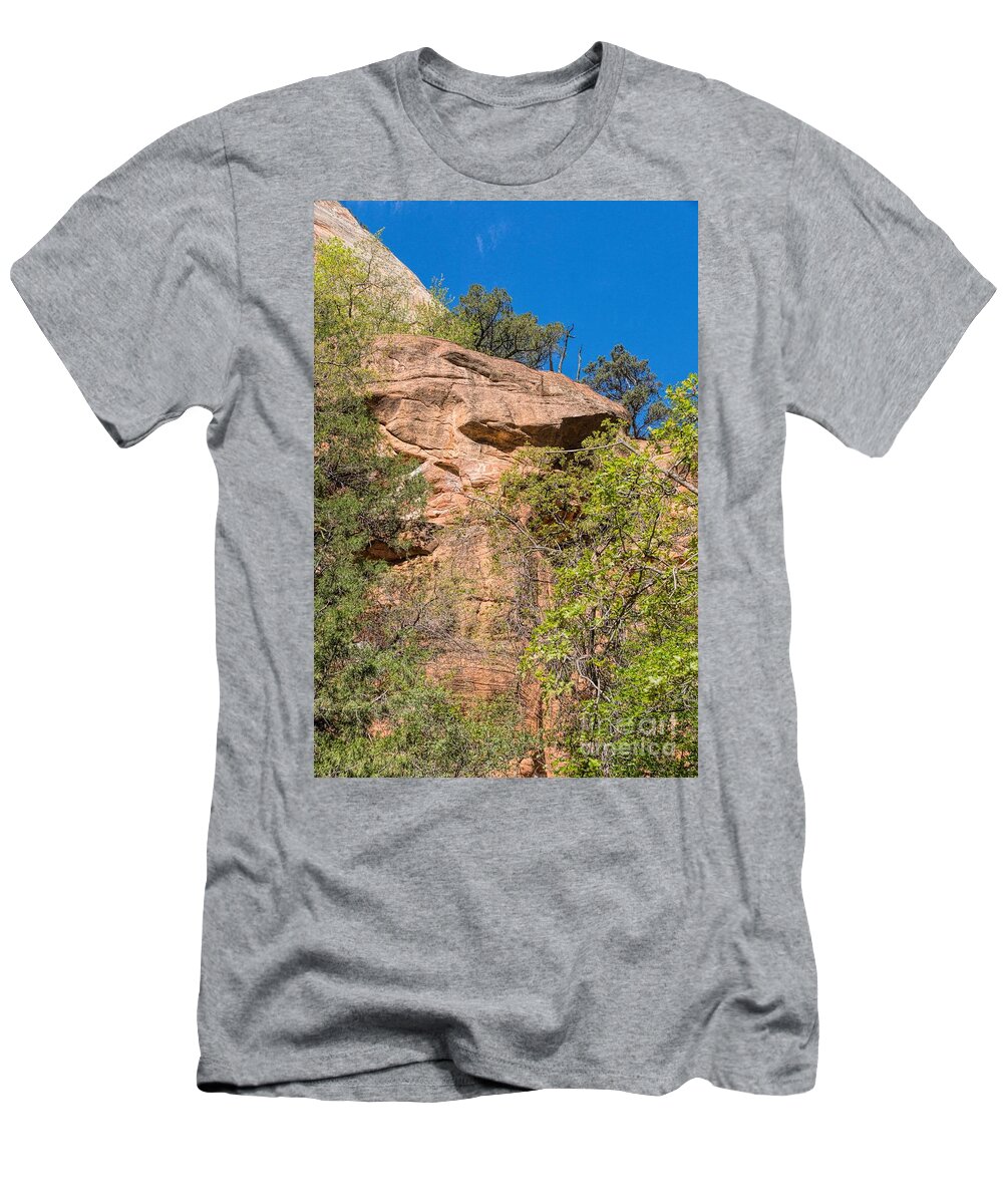Utah T-Shirt featuring the photograph Cliff Hanger by Peggy Hughes