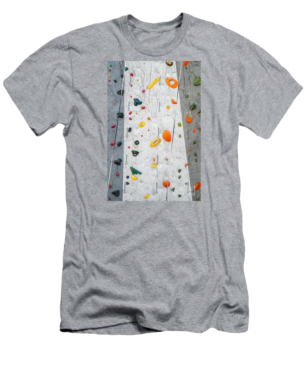 Abundance T-Shirt featuring the photograph Climbing Wall Showing a Wide Variety of Handholds by Bryan Mullennix
