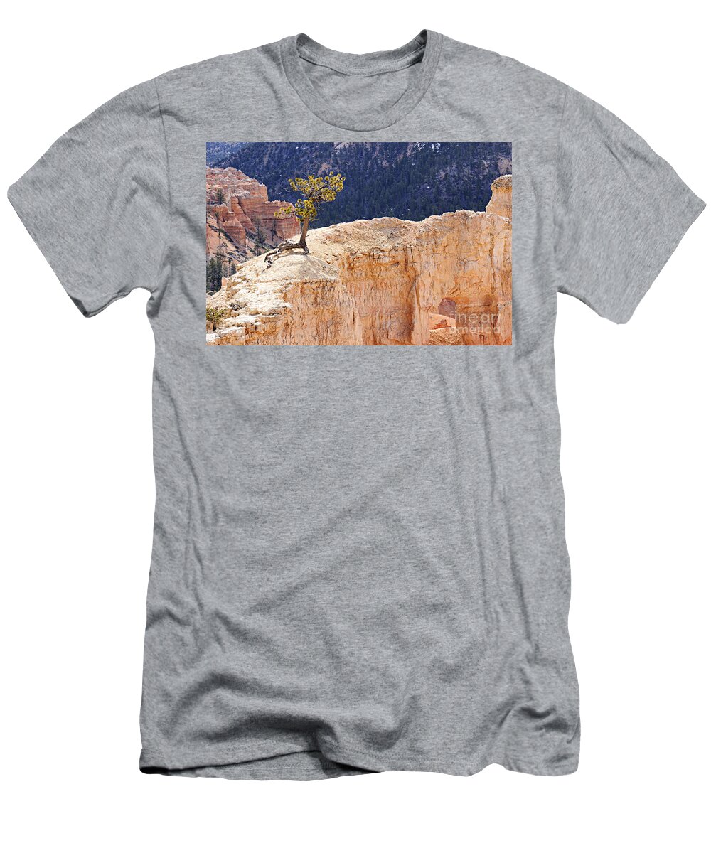 Photography T-Shirt featuring the photograph Clinging to the Top of the Wall by Larry Ricker