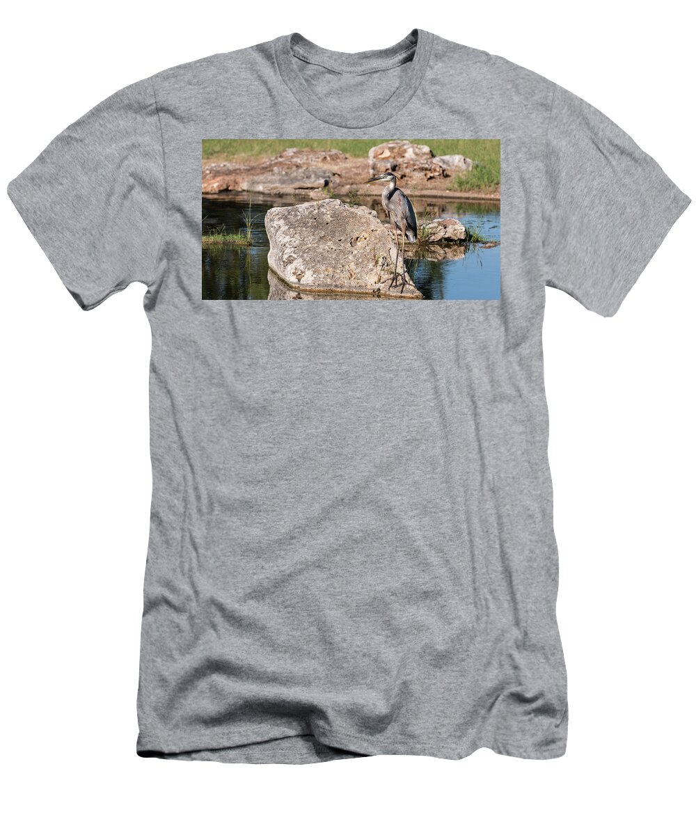 18th Hole T-Shirt featuring the photograph Close up Blue Heron by John Johnson
