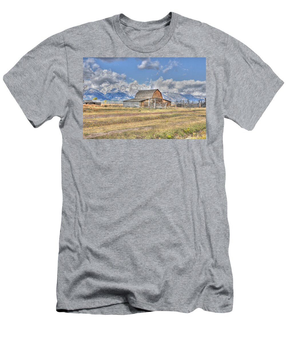 Teton T-Shirt featuring the photograph Clouds and Barn by David Armstrong