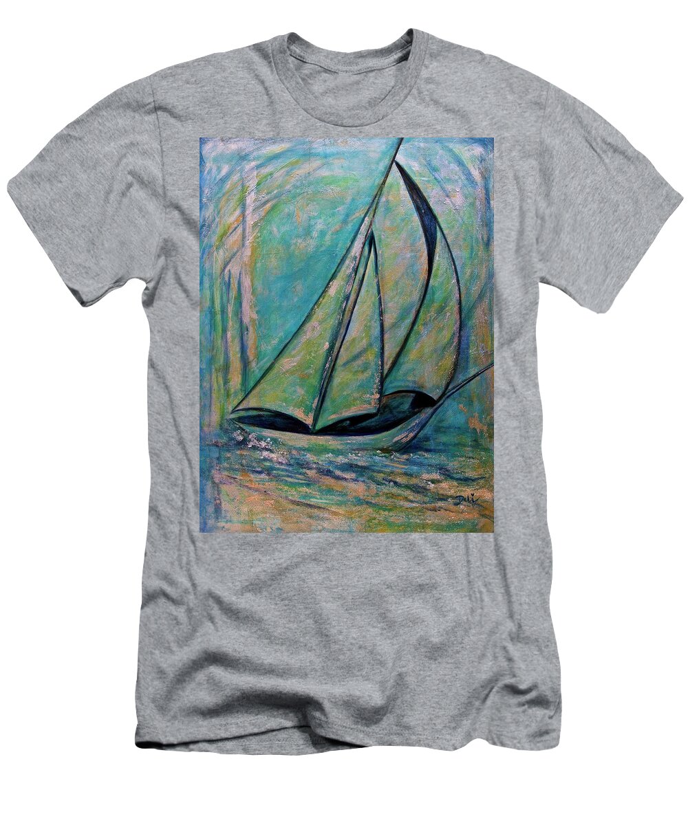 Coastal Metallic T-Shirt featuring the painting Coastal Metallic by Debi Starr