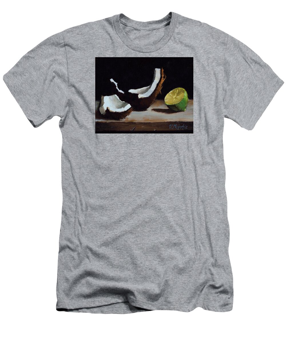Coconut T-Shirt featuring the painting Coconut and Lime by Viktoria K Majestic