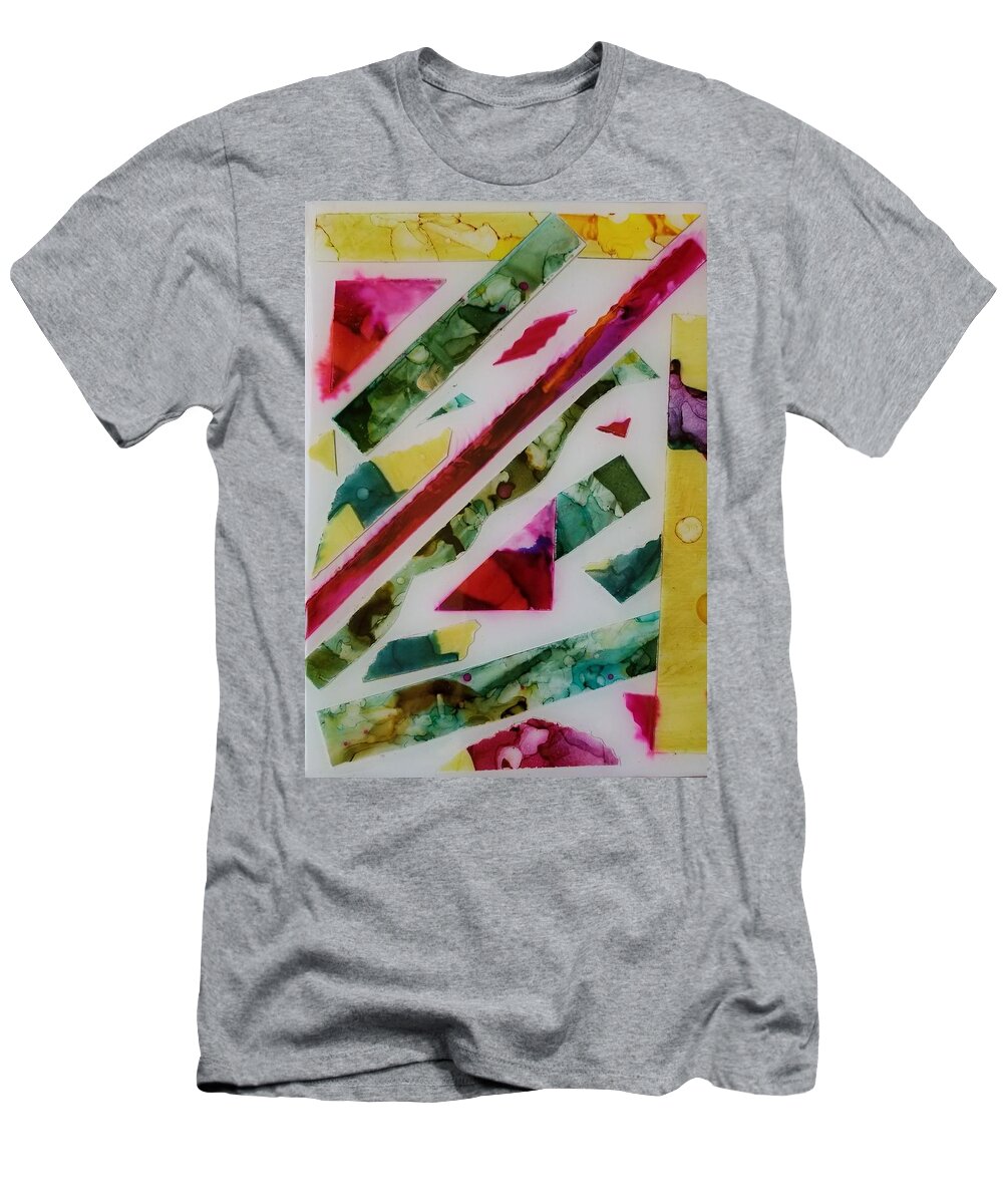 Alcohol Ink Abstract Collage Painting. T-Shirt featuring the painting Collage by Donna Perry