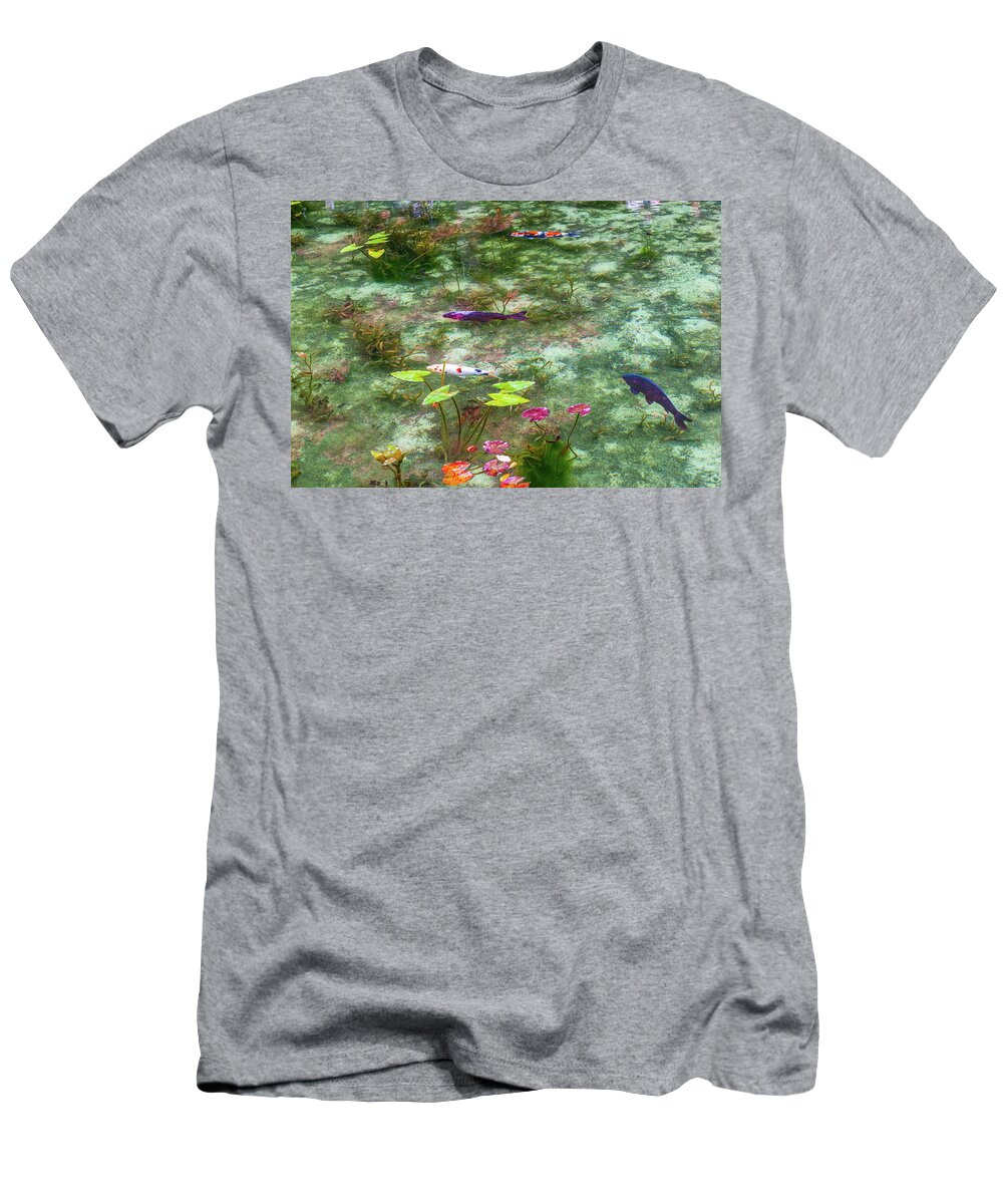 Colored Carp T-Shirt featuring the photograph Colored Carp at Monet's pond by Hisao Mogi
