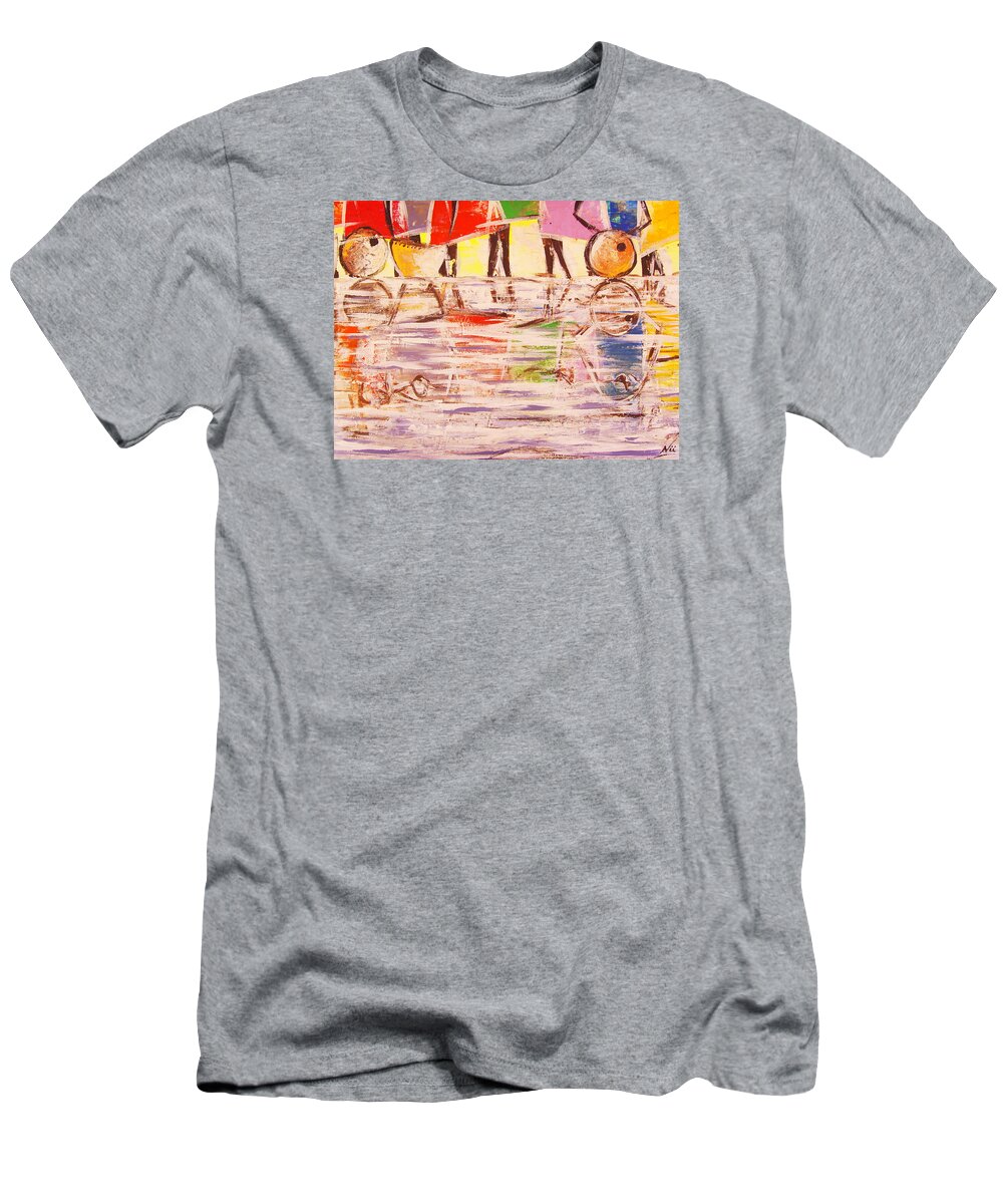 Nii Hylton T-Shirt featuring the painting Colorful Reflections by Nii Hylton