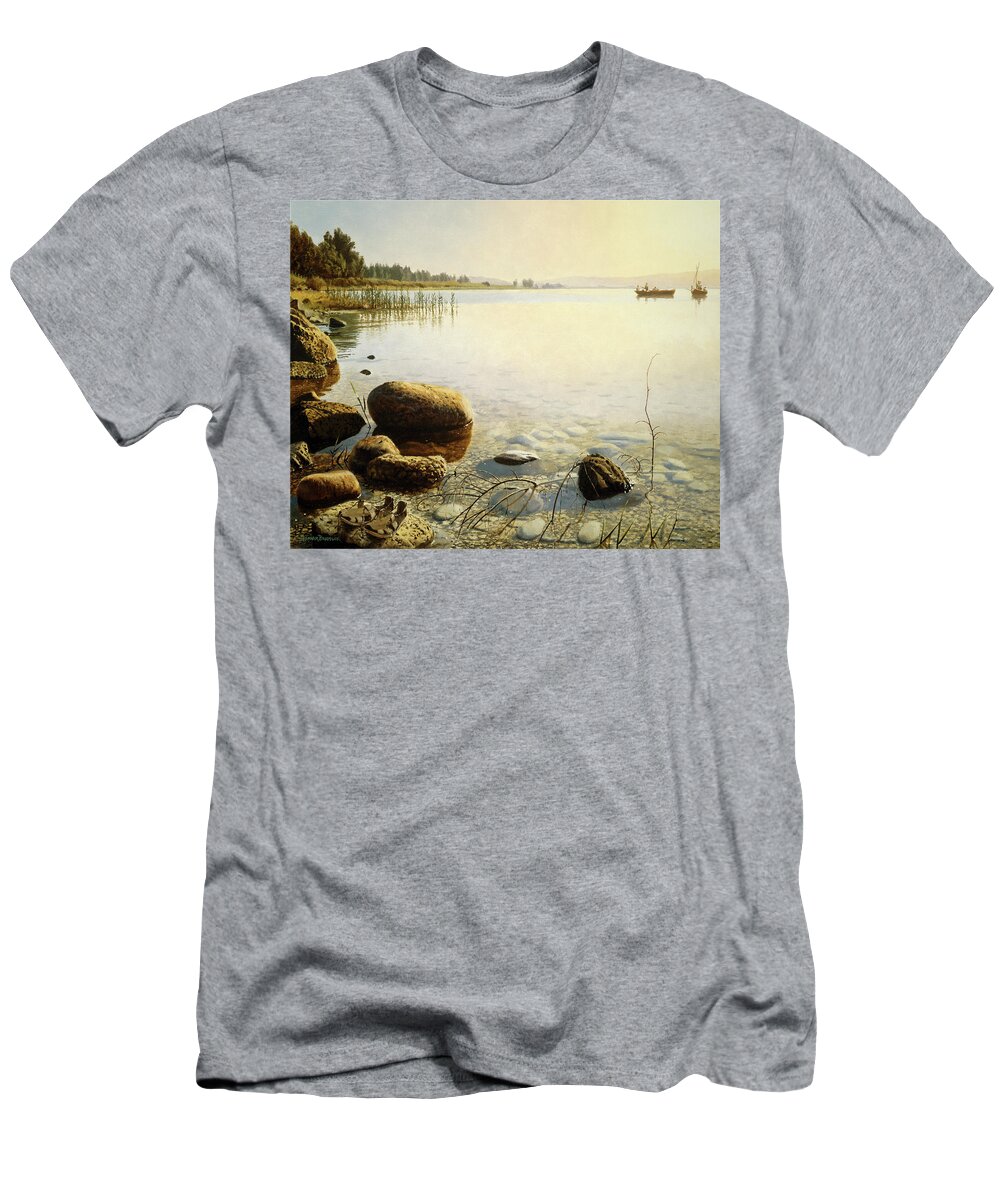 Biblical T-Shirt featuring the painting Come follow Me by Graham Braddock