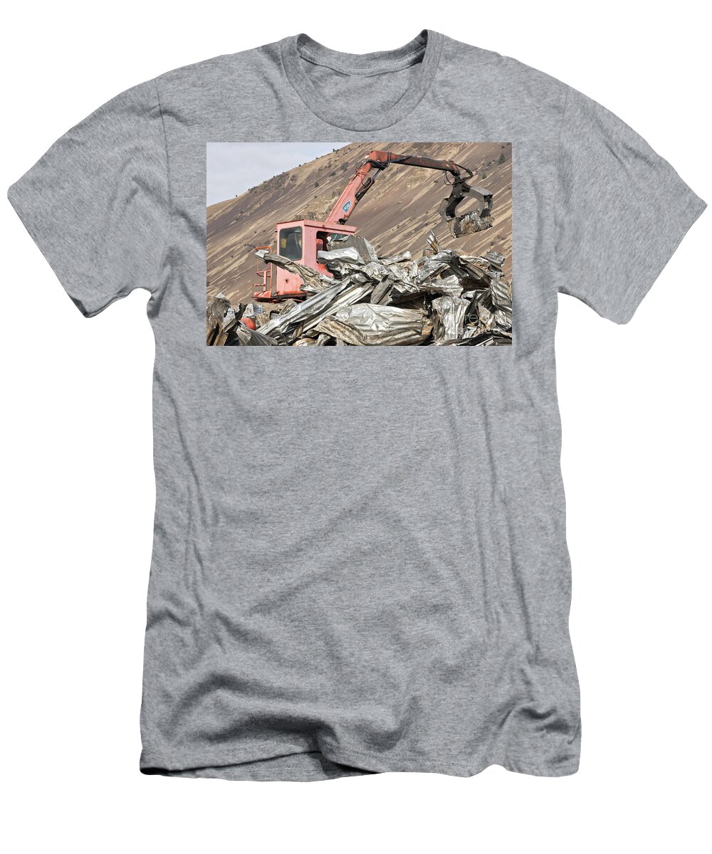 Stainless Steel T-Shirt featuring the photograph Compactor Removing Compressed Steel by Inga Spence