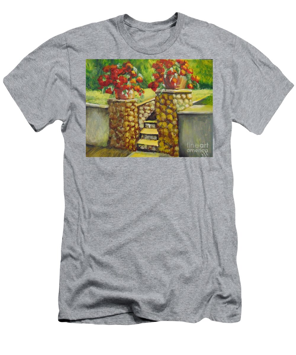 Flowers T-Shirt featuring the painting Container Garden by Saundra Johnson
