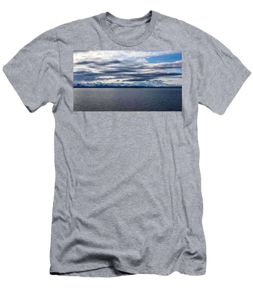 Cook Inlet T-Shirt featuring the photograph Cook Inlet View Mountains by Britten Adams