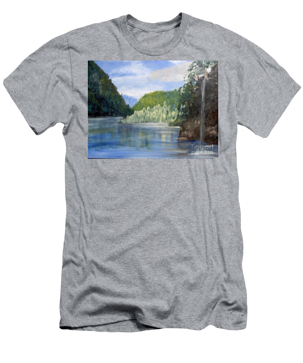 Landscape T-Shirt featuring the painting Cool Water by Saundra Johnson
