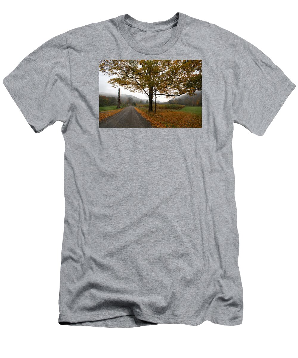 Country Fall Trees Field Road Drive Mountains Mountain T-Shirt featuring the photograph Country Road by Robert Och
