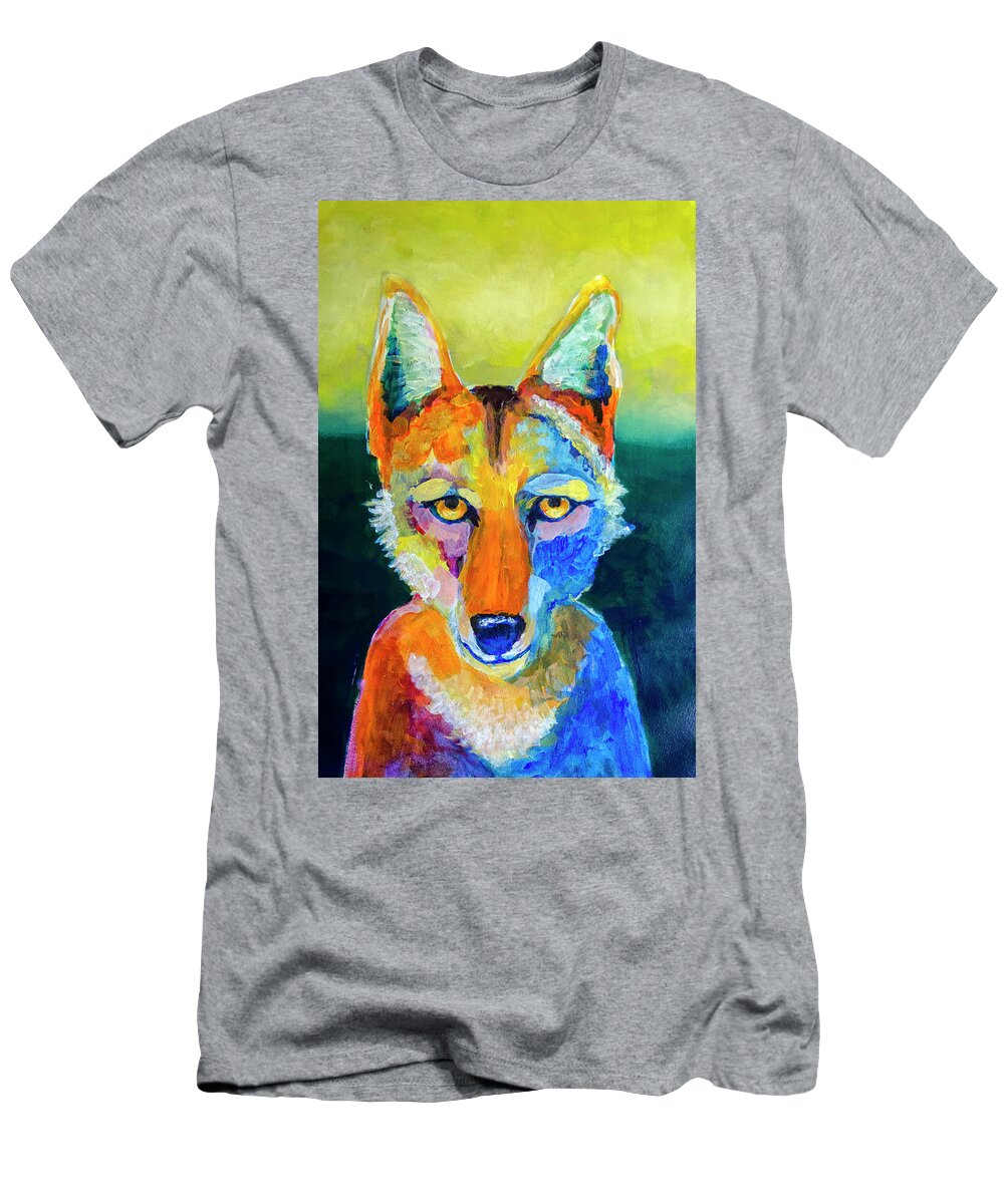 Coyote T-Shirt featuring the painting Coyote by Rick Mosher