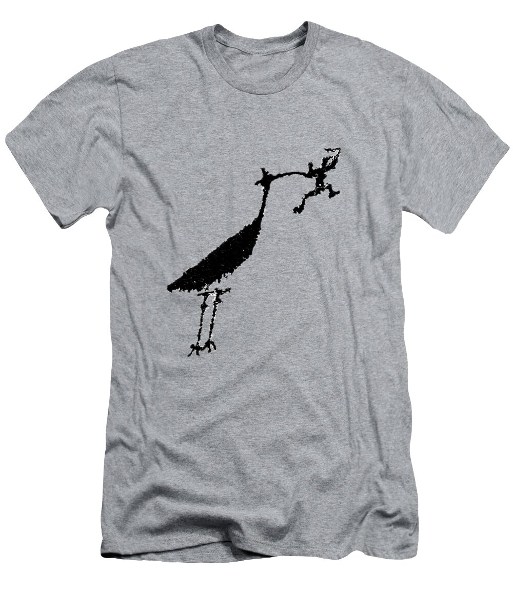 Petroglyph T-Shirt featuring the photograph Crane Petroglyph by Melany Sarafis