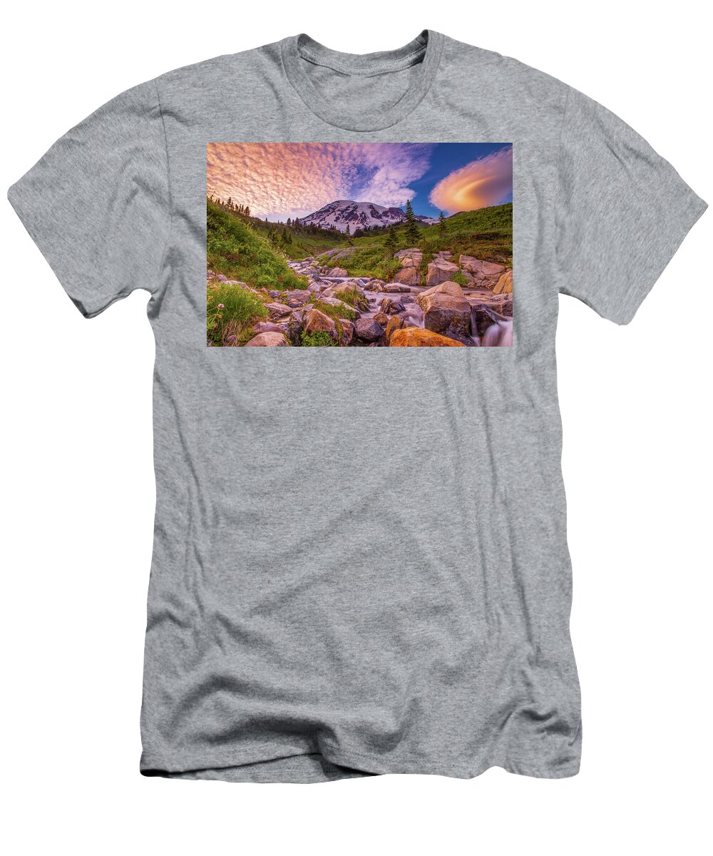 Mount Rainier T-Shirt featuring the photograph Crazy Clouds by Judi Kubes