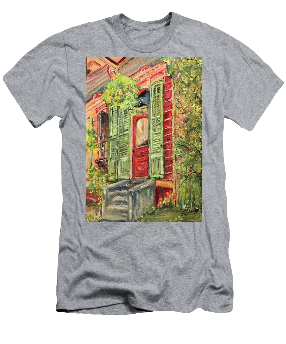 Creole T-Shirt featuring the painting Creole Painted Lady in the Marigny by Robin Miller-Bookhout