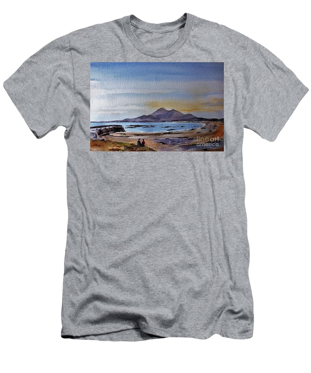 Croagh Patrick T-Shirt featuring the painting F801 Croagh Patrick from Old Head, Mayo by Val Byrne