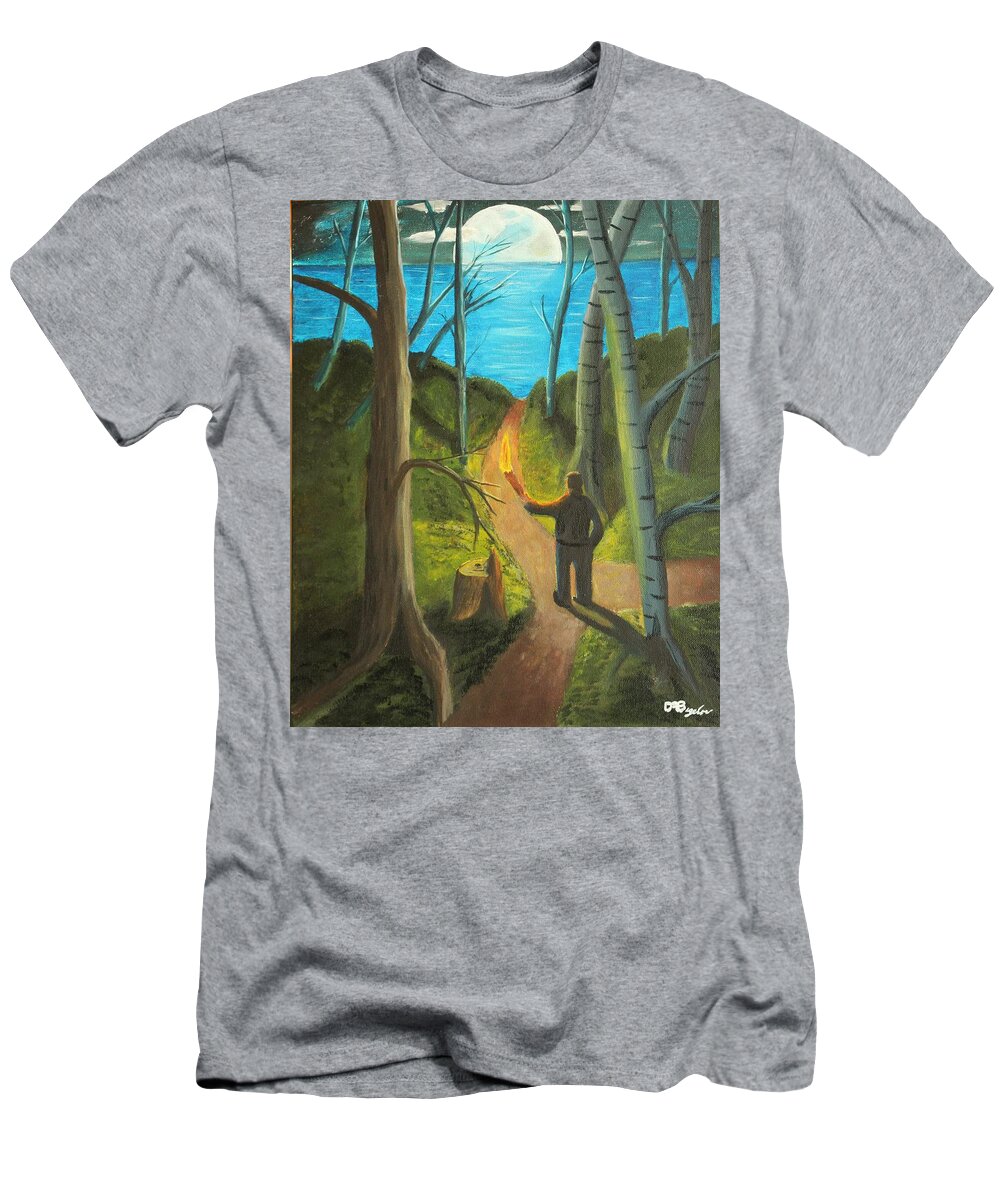 Forest T-Shirt featuring the painting Crossroads by David Bigelow