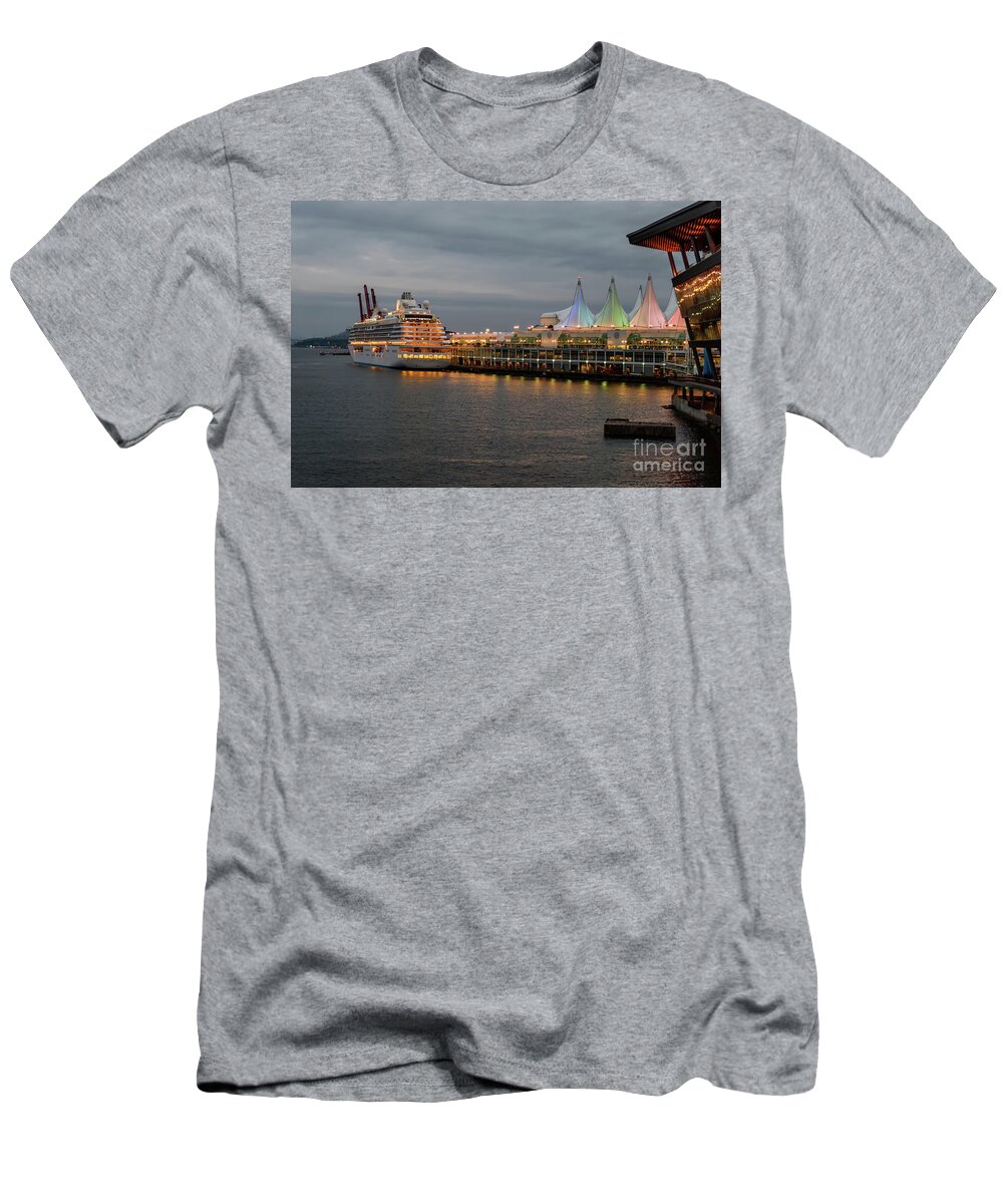Canada Place T-Shirt featuring the photograph Cruise ship arrived in Vancouver by Viktor Birkus