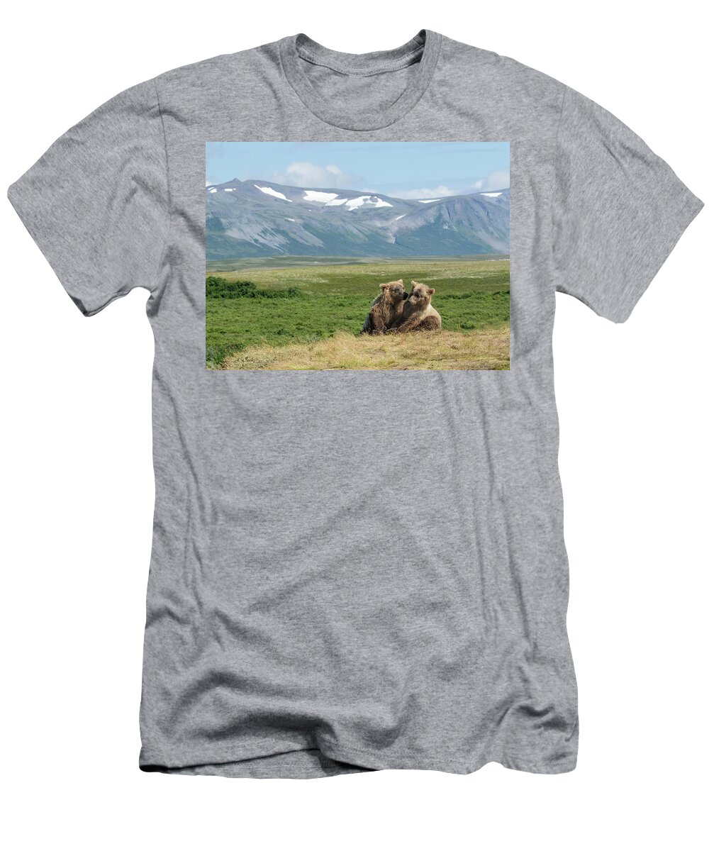 Alaska T-Shirt featuring the photograph Cubs Playing on the Bluff by Cheryl Strahl