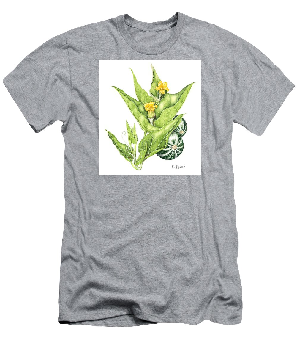 Botanical T-Shirt featuring the painting Cucurbita Foetidissima by Karla Beatty
