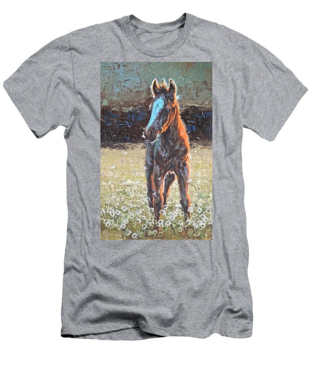 Colt T-Shirt featuring the painting Dandelion Dream by Mia DeLode