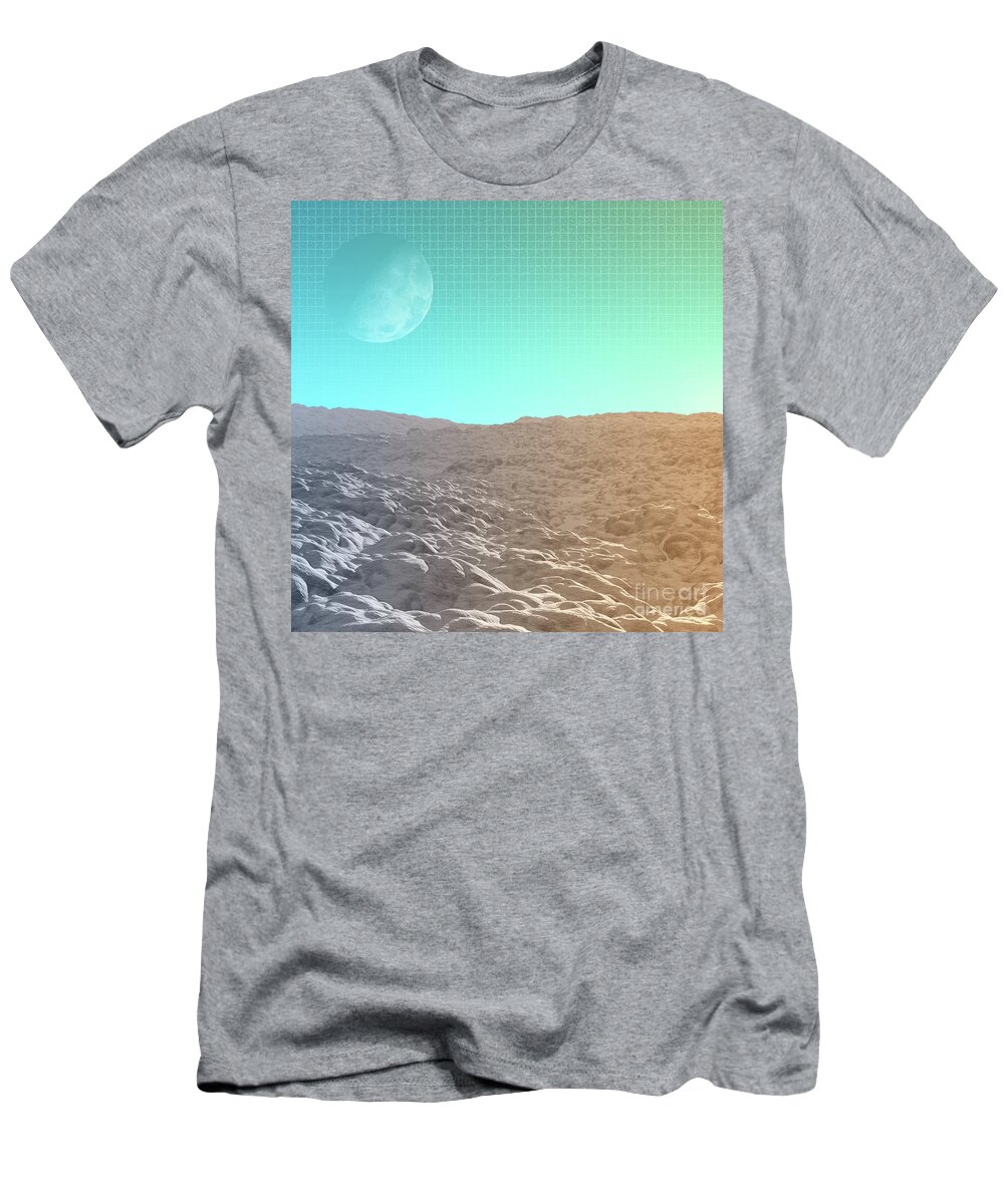 Moon T-Shirt featuring the digital art Daylight In The Desert by Phil Perkins