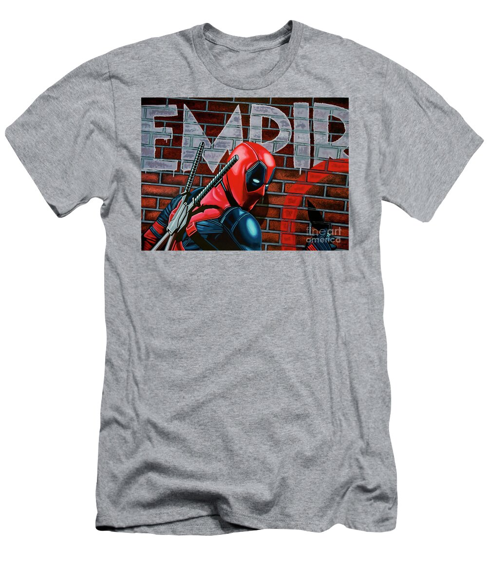 Deadpool T-Shirt featuring the painting Deadpool Painting by Paul Meijering