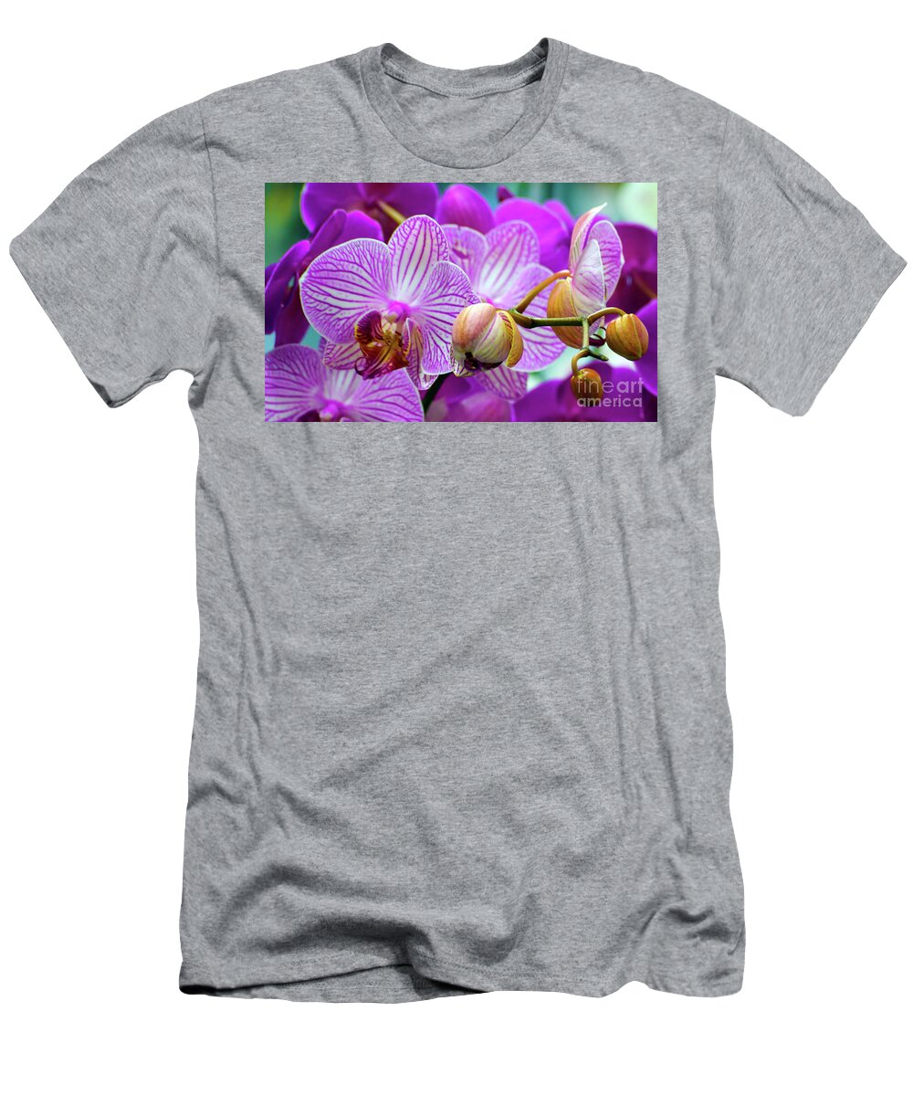 Decorative T-Shirt featuring the photograph Decorative Fuschia Orchid Still Life by Mas Art Studio