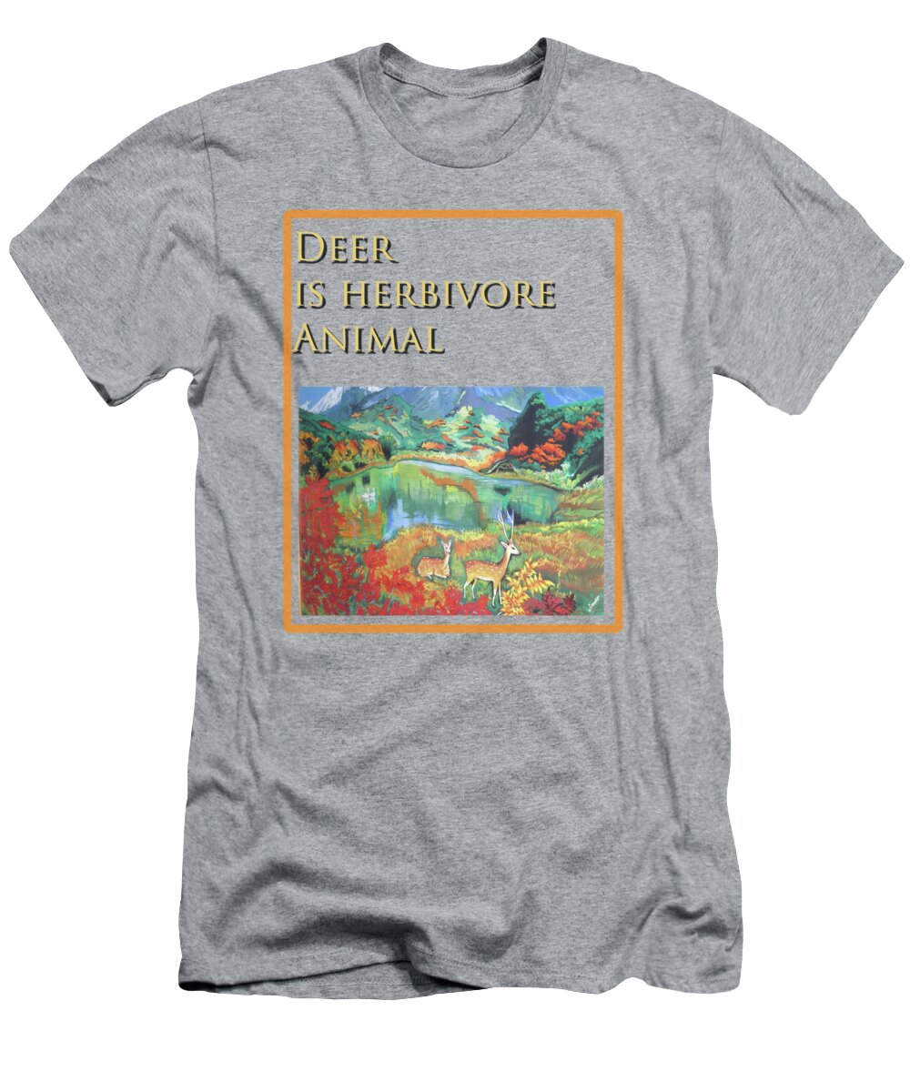 Deer T-Shirt featuring the painting Deer by Pixel Artist
