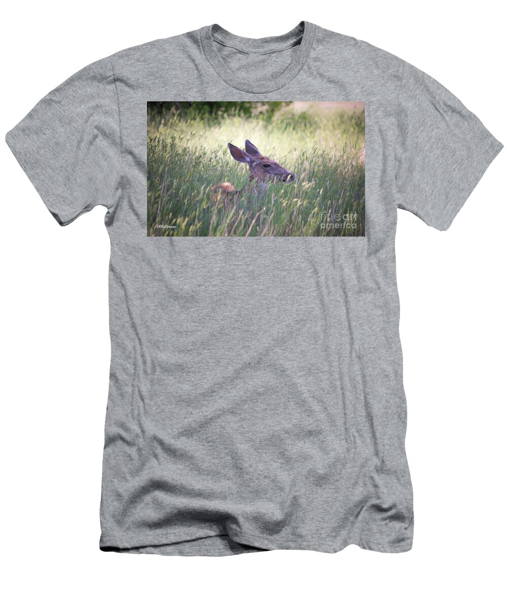 Deer T-Shirt featuring the photograph Deer in Grass Two by Veronica Batterson