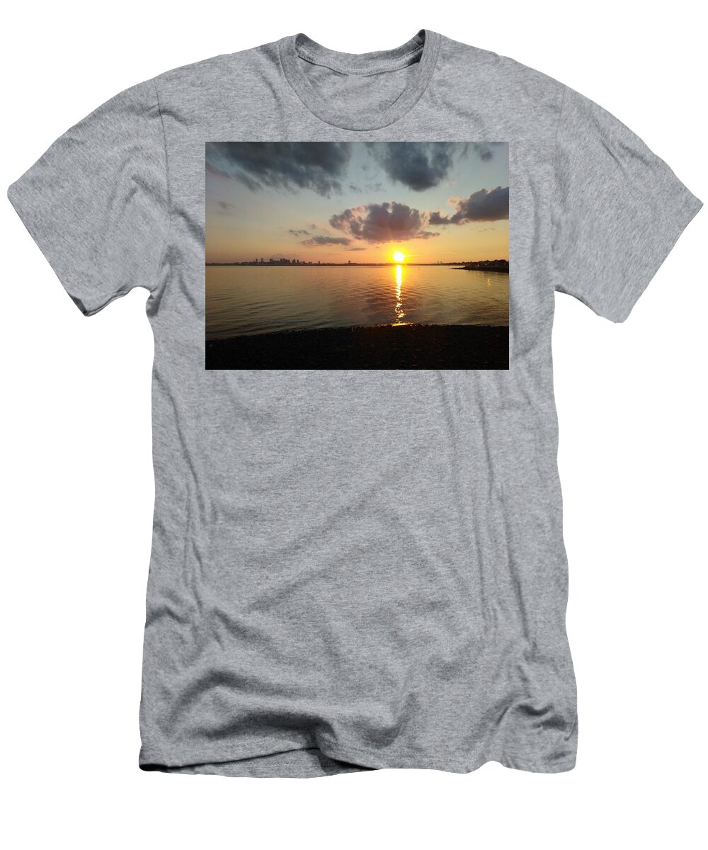 Sun T-Shirt featuring the photograph Deer Island Sunset by Robert Nickologianis