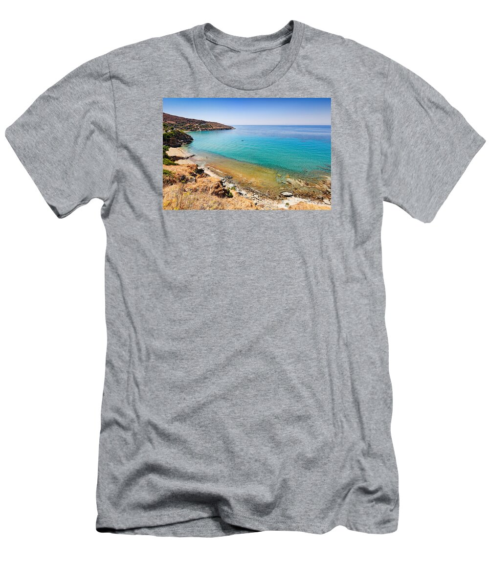 Delavogia T-Shirt featuring the photograph Delavogia beach in Andros - Greece by Constantinos Iliopoulos