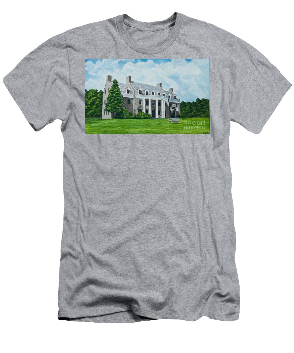 Colgate University History T-Shirt featuring the painting Delta Upsilon by Charlotte Blanchard