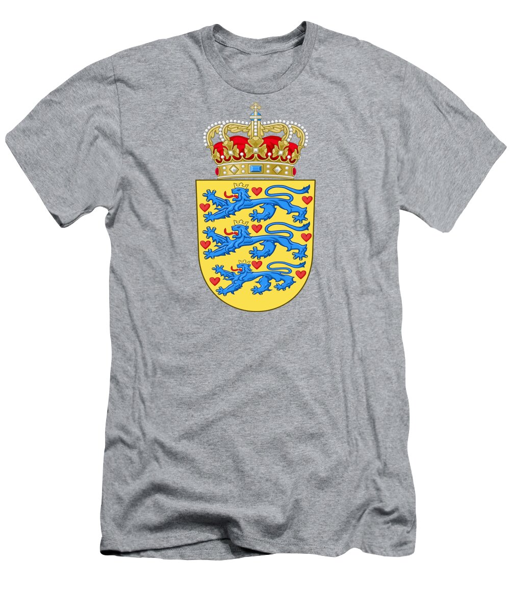 Denmark T-Shirt featuring the drawing Denmark Coat of Arms by Movie Poster Prints
