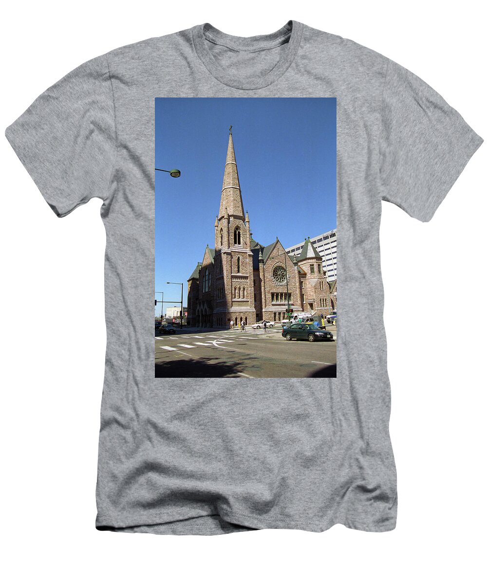 16th T-Shirt featuring the photograph Denver Downtown Church by Frank Romeo