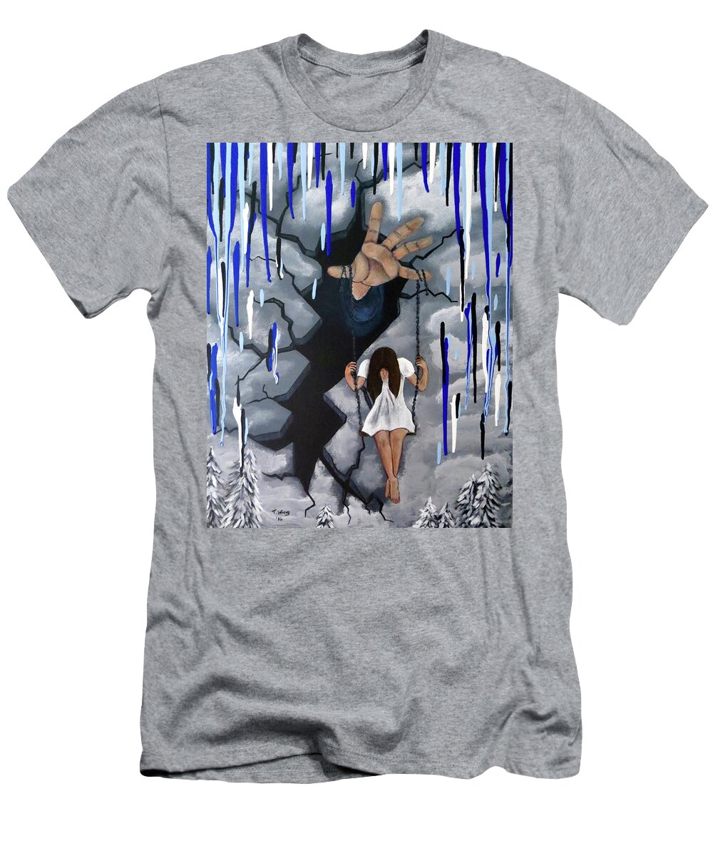 Depression T-Shirt featuring the painting Depression by Teresa Wing