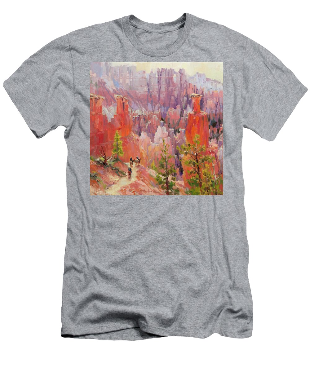 Southwest T-Shirt featuring the painting Descent into Bryce by Steve Henderson