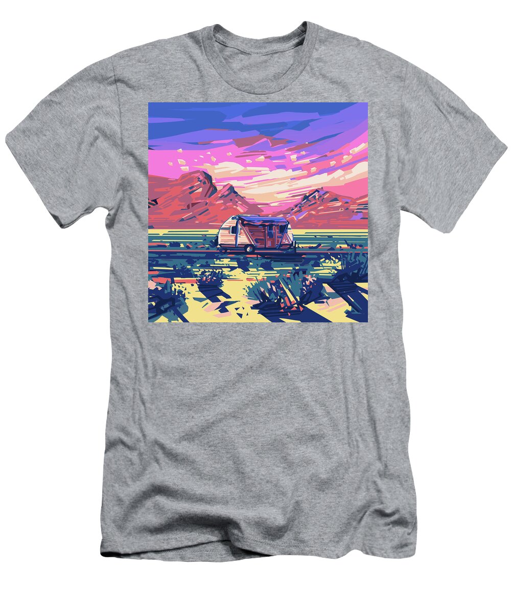 Road T-Shirt featuring the digital art Desert Landscape by Bekim M