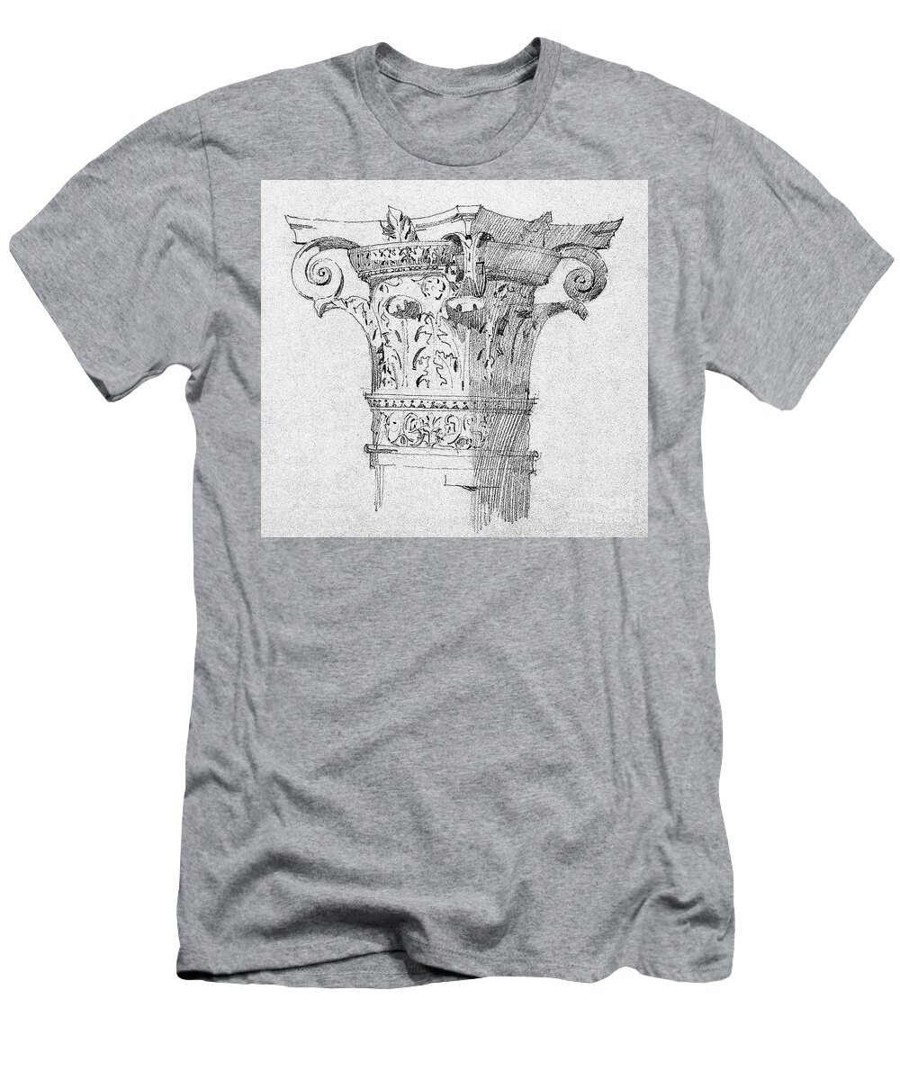 Column T-Shirt featuring the drawing Detail of Capitals from Bologna, 1891 by Charles Rennie Mackintosh