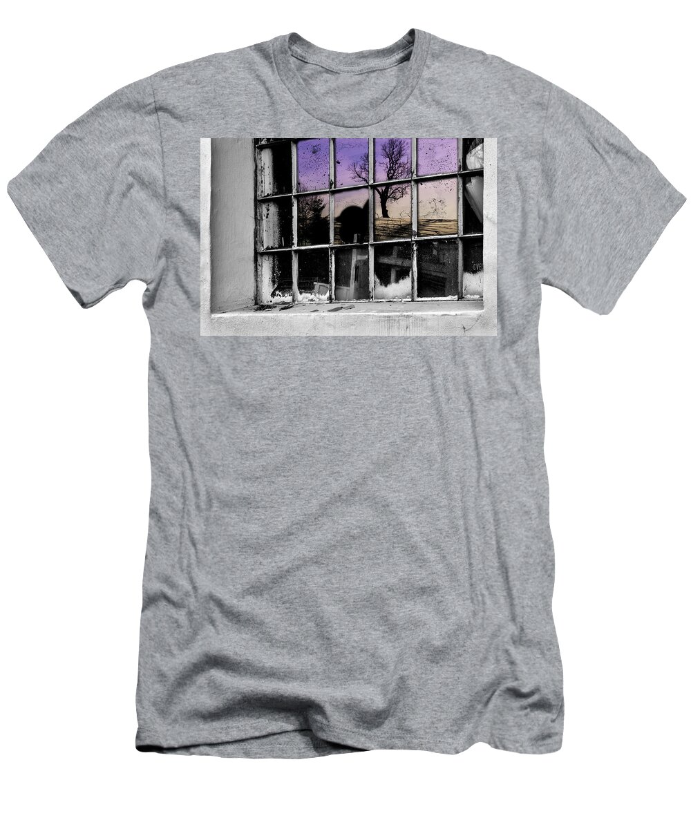 Window T-Shirt featuring the digital art Dirty, broken but beautiful by Wolfgang Stocker