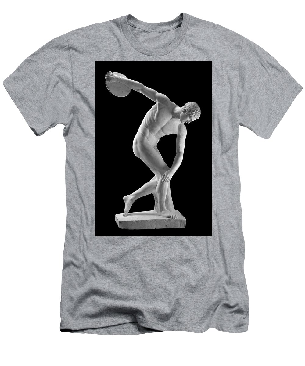 Discobolus T-Shirt featuring the photograph Discobolus of Myron Discus Thrower Statue by Kathy Anselmo