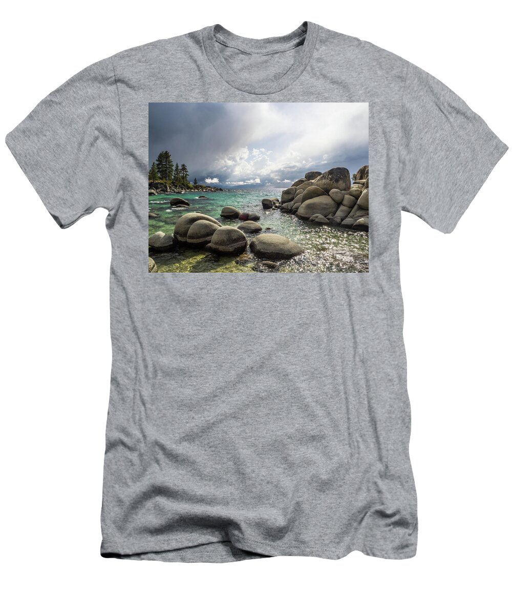 Diver T-Shirt featuring the photograph Diver's Cove storm by Martin Gollery