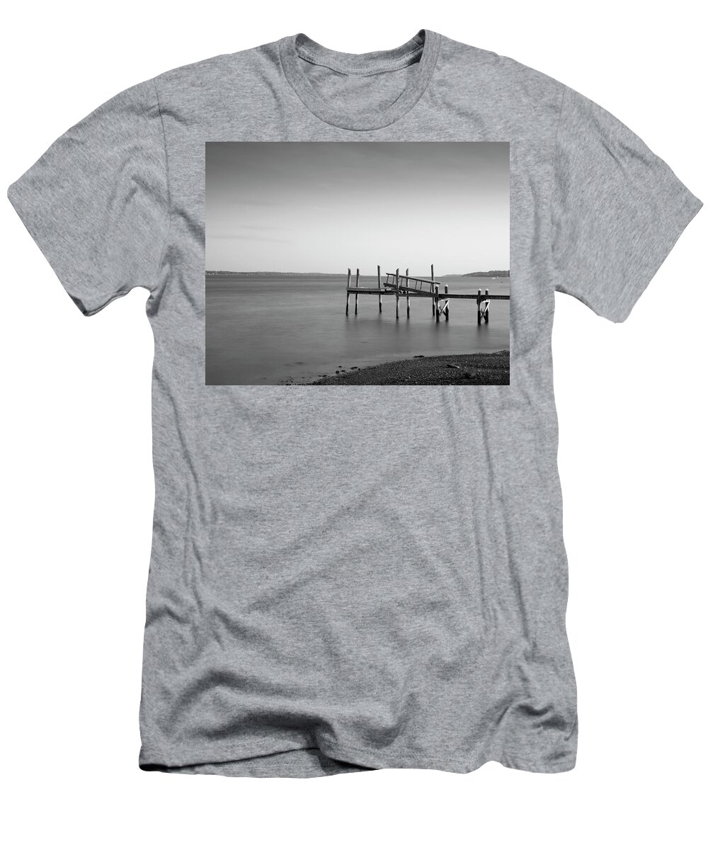 Dock T-Shirt featuring the photograph Dock Portsmouth RI I BW by David Gordon