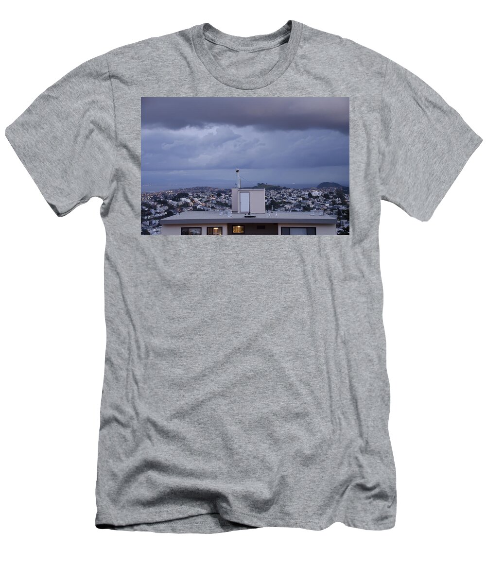Sky T-Shirt featuring the photograph Door on the Roof by Erik Burg