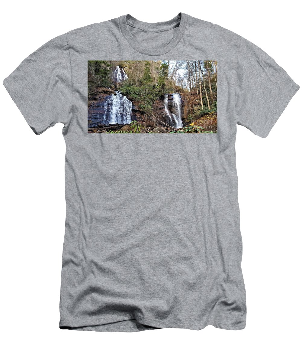 Waterfall T-Shirt featuring the photograph Double Fall by Brianna Kelly