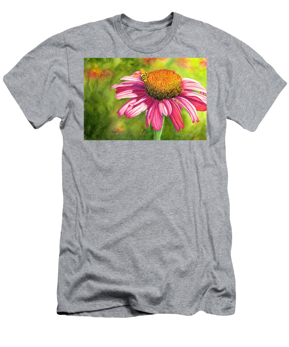 Large Floral T-Shirt featuring the painting Drawn In by Lori Taylor
